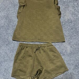 SHEIN Black Textured Top and Shorts Set